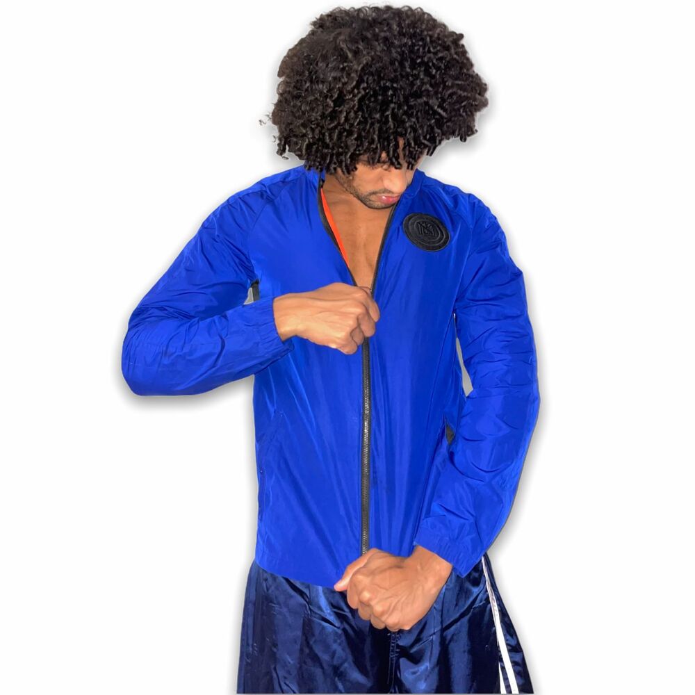 Nike Vintage Rare Windrunner Jacket Glanz Nylon Football Soccer Blue S - Picture 1 of 8